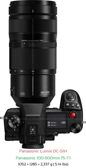 Panasonic S1H with Panasonic 100-500mm f5-7.1 Lens Size