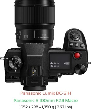 Panasonic S1H with Panasonic S 100mm F2.8 Macro Lens Size