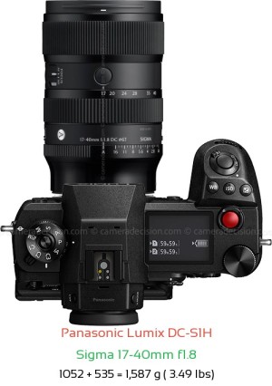 Panasonic S1H with Sigma 17-40mm f1.8 Lens Size