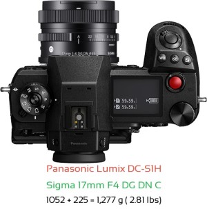 Panasonic S1H with Sigma 17mm F4 DG DN C Lens Size