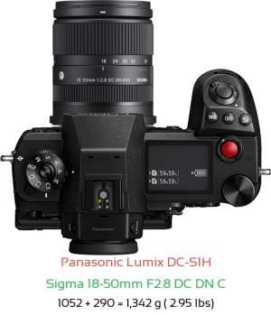 Panasonic S1H with Sigma 18-50mm F2.8 DC DN C Lens Size