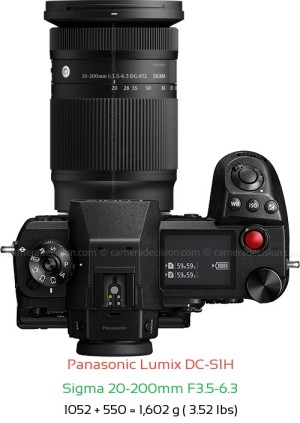 Panasonic S1H with Sigma 20-200mm F3.5-6.3 Lens Size