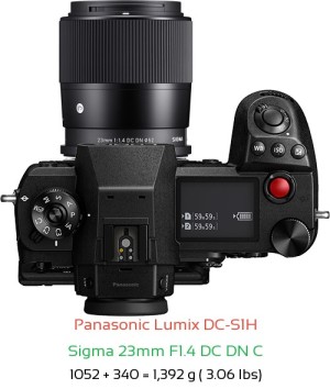 Panasonic S1H with Sigma 23mm F1.4 DC DN C Lens Size