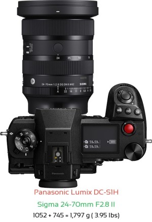 Panasonic S1H with Sigma 24-70mm F2.8 II Lens Size