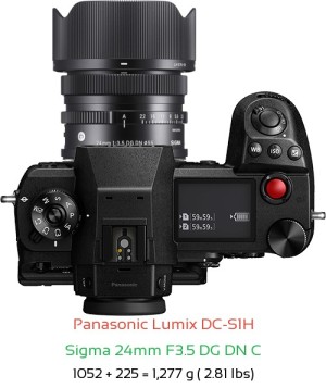 Panasonic S1H with Sigma 24mm F3.5 DG DN C Lens Size