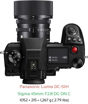 Panasonic S1H with Sigma 45mm F2.8 DG DN C Lens Size