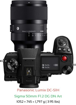 Panasonic S1H with Sigma 50mm F1.2 DG DN Art Lens Size