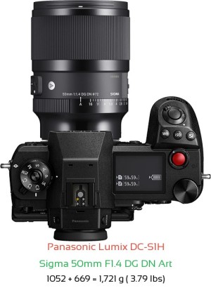Panasonic S1H with Sigma 50mm F1.4 DG DN Art Lens Size