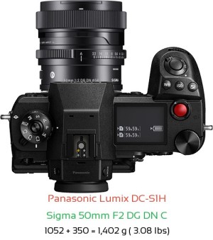 Panasonic S1H with Sigma 50mm F2 C Lens Size
