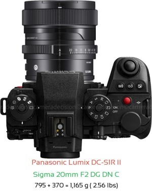 Panasonic S1R II with Sigma 20mm F2 DG DN C Lens Size