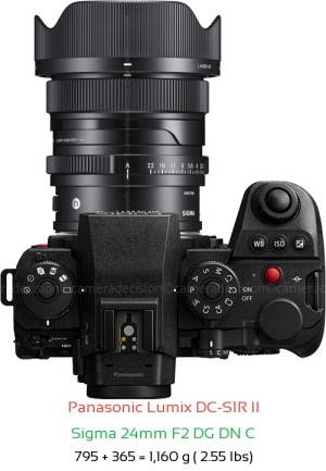 Panasonic S1R II with Sigma 24mm F2 DG DN C Lens Size