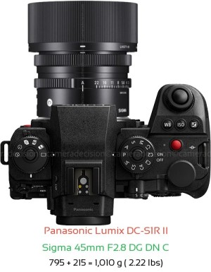 Panasonic S1R II with Sigma 45mm F2.8 DG DN C Lens Size