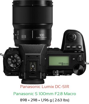 Panasonic S1R with Panasonic S 100mm F2.8 Macro Lens Size
