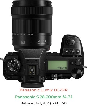 Panasonic S1R with Panasonic S 28-200mm f4-7.1 Lens Size