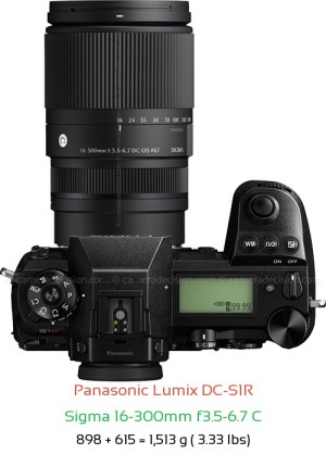 Panasonic S1R with Sigma 16-300mm f3.5-6.7 C Lens Size