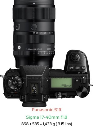 Panasonic S1R with Sigma 17-40mm f1.8 Lens Size