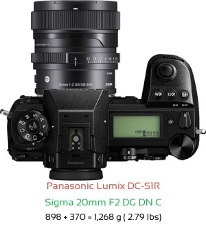 Panasonic S1R with Sigma 20mm F2 DG DN C Lens Size