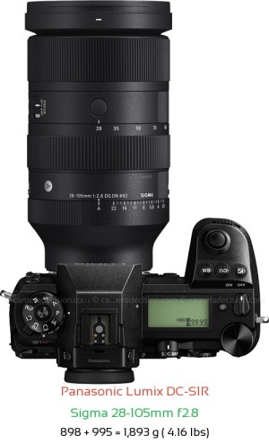 Panasonic S1R with Sigma 28-105mm f2.8 Lens Size