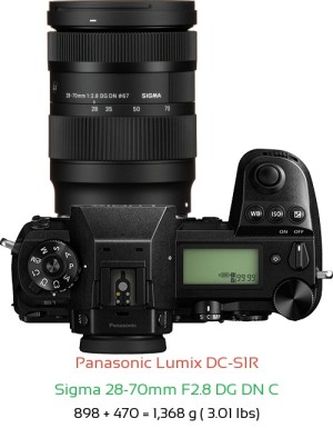 Panasonic S1R with Sigma 28-70mm F2.8 DG DN C Lens Size