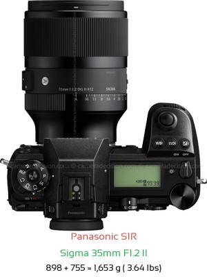Panasonic S1R with Sigma 35mm F1.2 II Lens Size