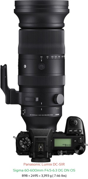 Panasonic S1R with Sigma 60-600mm F4.5-6.3 DG DN Lens Size
