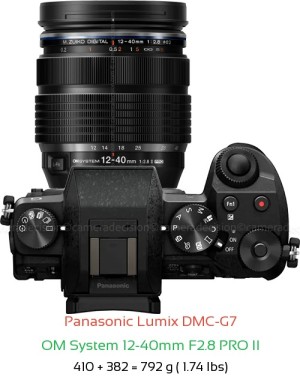 Panasonic G7 with OM System 12-40mm F2.8 PRO II Lens Size