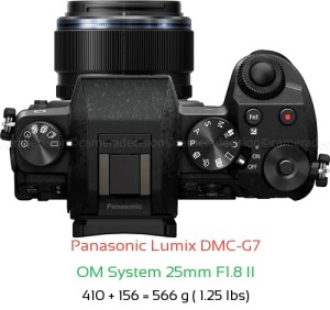 Panasonic G7 with OM System 25mm F1.8 II Lens Size