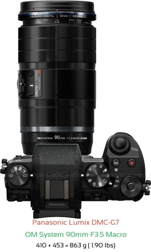 Panasonic G7 with OM System 90mm F3.5 Macro Lens Size