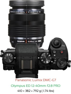 Panasonic G7 with Olympus ED 12-40mm f2.8 PRO Lens Size