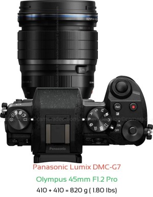 Panasonic G7 with Olympus 45mm F1.2 Pro Lens Size