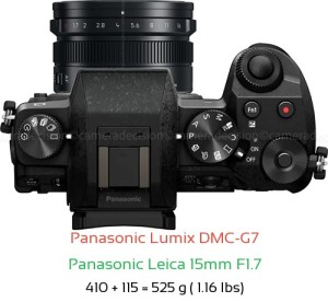 Panasonic G7 with Panasonic Leica 15mm F1.7 Lens Size