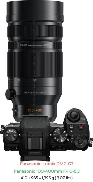 Panasonic G7 with Panasonic 100-400mm F4.0-6.3 Lens Size