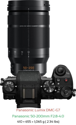 Panasonic G7 with Panasonic 50-200mm F2.8-4.0 Lens Size