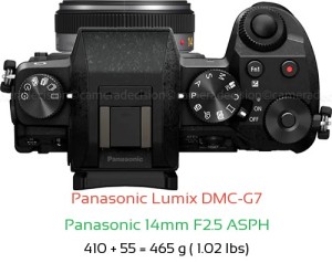 Panasonic G7 with Panasonic 14mm F2.5 ASPH Lens Size