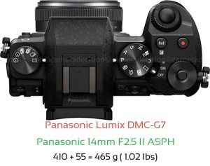 Panasonic G7 with Panasonic 14mm F2.5 II ASPH Lens Size