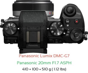 Panasonic G7 with Panasonic 20mm F1.7 ASPH Lens Size
