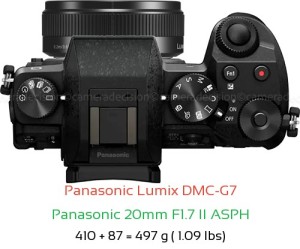 Panasonic G7 with Panasonic 20mm F1.7 II ASPH Lens Size
