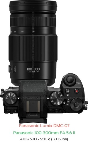 Panasonic G7 with Panasonic 100-300mm F4-5.6 II Lens Size