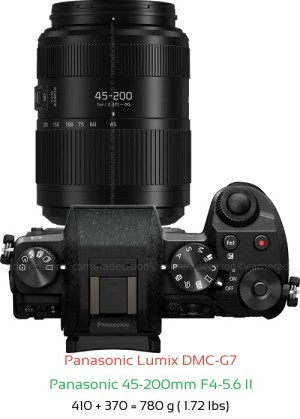 Panasonic G7 with Panasonic 45-200mm F4-5.6 II Lens Size