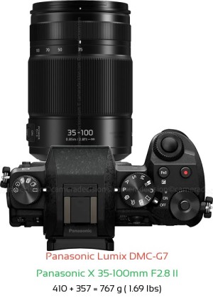 Panasonic G7 with Panasonic X 35-100mm F2.8 II Lens Size