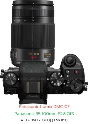 Panasonic G7 with Panasonic 35-100mm F2.8 OIS Lens Size