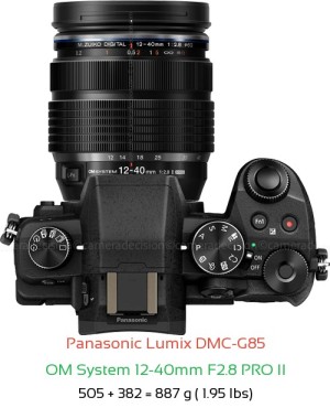 Panasonic G85 with OM System 12-40mm F2.8 PRO II Lens Size