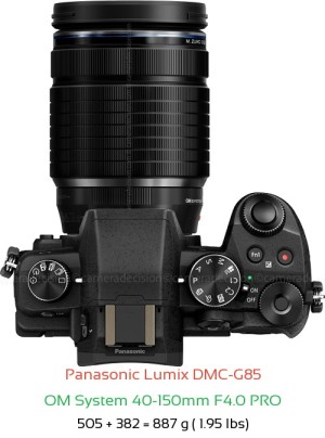 Panasonic G85 with OM System 40-150mm F4.0 PRO Lens Size