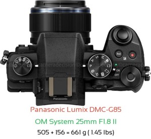 Panasonic G85 with OM System 25mm F1.8 II Lens Size
