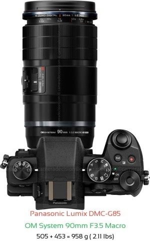 Panasonic G85 with OM System 90mm F3.5 Macro Lens Size