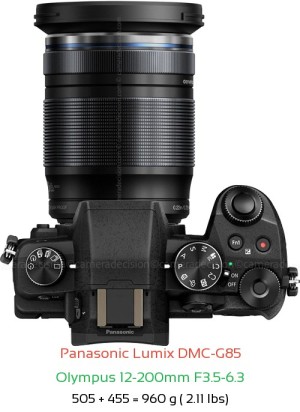 Panasonic G85 with Olympus 12-200mm F3.5-6.3 Lens Size