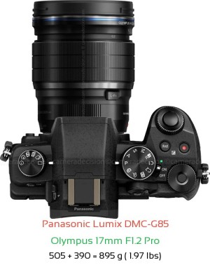 Panasonic G85 with Olympus 17mm F1.2 Pro Lens Size