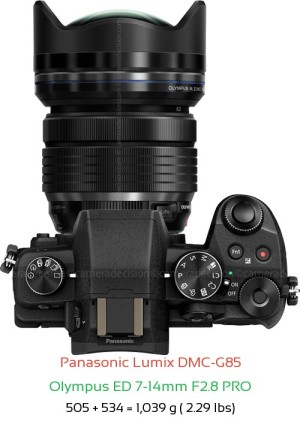 Panasonic G85 with Olympus ED 7-14mm F2.8 PRO Lens Size