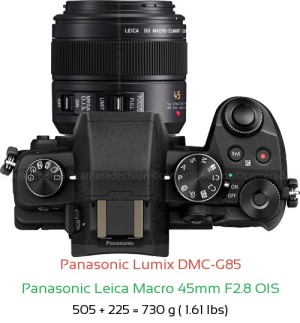Panasonic G85 with Panasonic Leica Macro 45mm F2.8 OIS Lens Size