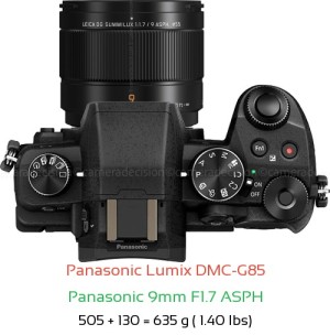 Panasonic G85 with Panasonic 9mm F1.7 ASPH Lens Size